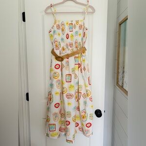 Cynthia Rowley Amalfi themed olive oil dress with belt